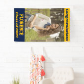 Navy Gold Gefeliciteerd Afstuderen Spandoek (Insitu)