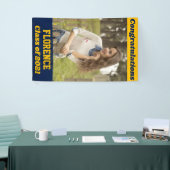 Navy Gold Gefeliciteerd Afstuderen Spandoek (Beurs)