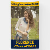 Navy Gold Gefeliciteerd Afstuderen Spandoek (Verticaal)