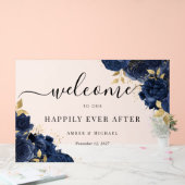 Navy Gold Gelukkig Altijd Na Huwelijk Acryl Teken Acryl Bord (Huwelijk)