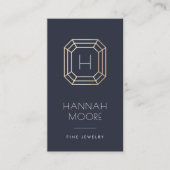 Navy & Gold Gem Monogram Logo | Juwelen Visitekaartje (Voorkant)
