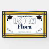 Navy Gold Geometric Graduation Party Spandoek (Horizontaal)