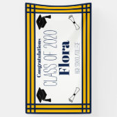 Navy Gold Geometric Graduation Party Spandoek (Verticaal)