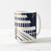 Navy Gold Geometric Maritime Ocean Liner Art Deco Koffiemok (Voorkant rechts)