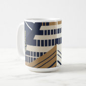 Navy Gold Geometric Maritime Ocean Liner Art Deco Koffiemok (Voorkant links)