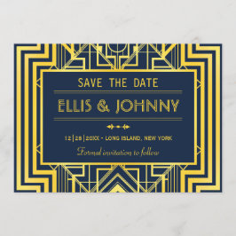 Navy & Gold Geometric Save the Date