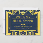 Navy & Gold Geometric Save the Date (Voorkant)