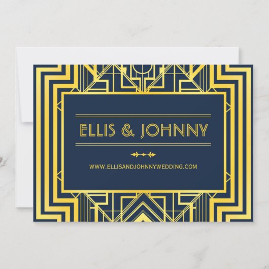 Navy & Gold Geometric Save the Date (Achterkant)
