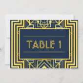Navy & Gold Geometric Table Numbers Kaart (Achterkant)