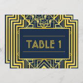 Navy & Gold Geometric Table Numbers Kaart (Voorkant / Achterkant)