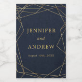 Navy Gold Geometrische Elegante Bruiloft Favor Lab Voedselcontainer Etiket (Enkel label)