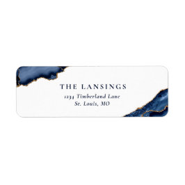 Navy Gold Glitter Agate Geode Marble Etiket