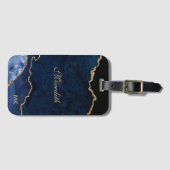 Navy Gold Glitter Agate - Gepersonaliseerd Bagagelabel (Voorkant (horizontaal))