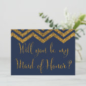 Navy & Gold Glitter, ben je mijn vriendin van eer? Kaart (Staand voorkant)