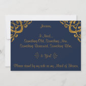 Navy & Gold Glitter, ben je mijn vriendin van eer? Kaart (Achterkant)