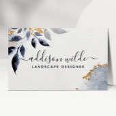 Navy Gold Glitter Botanical Leaves Modern Foliage Visitekaartje