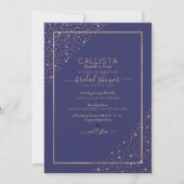 Navy Gold Glitter Confetti Corners Vrijgezellenfee Kaart (Voorkant)
