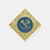 Navy Gold Glitter Confetti Oh Baby Baby shower Servetten (Hoek)