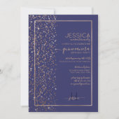 Navy Gold Glitter Confetti Side Quinceañera Kaart (Voorkant)