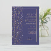 Navy Gold Glitter Confetti Side Quinceañera Kaart (Staand voorkant)