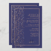 Navy Gold Glitter Confetti Side Quinceañera Kaart (Voorkant / Achterkant)