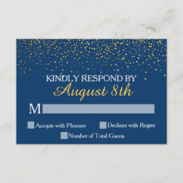 Navy Gold Glitter Confetti Stippen Bruiloft RSVP K