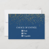 Navy Gold Glitter Confetti Stippen Bruiloft RSVP K (Achterkant)