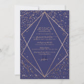 Navy Gold Glitter Confetti Terrarium Quinceañera Kaart (Voorkant)