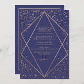 Navy Gold Glitter Confetti Terrarium Quinceañera Kaart (Voorkant / Achterkant)