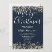 Navy Gold Glitter Corporate Family - kerstfeest Kaart (Voorkant)