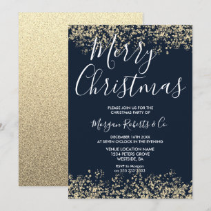 Navy Gold Glitter Corporate Family - kerstfeest Kaart