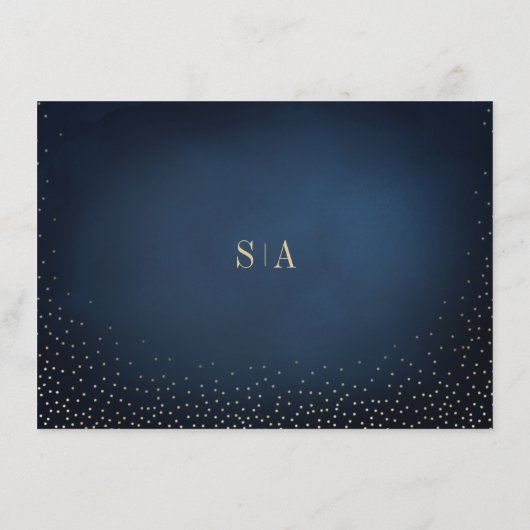 Navy & Gold Glitter Eenvoudige bruiloft accommodat Informatiekaartje (Achterkant)