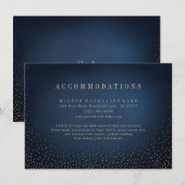 Navy & Gold Glitter Eenvoudige bruiloft accommodat Informatiekaartje (Voorkant / Achterkant)