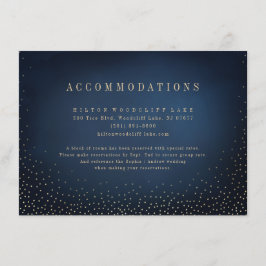 Navy & Gold Glitter Eenvoudige bruiloft accommodat Informatiekaartje