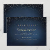 Navy & Gold Glitter Eenvoudige bruiloft receptie Kaart (Voorkant / Achterkant)