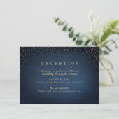 Navy & Gold Glitter Eenvoudige bruiloft receptie Kaart (Staand voorkant)