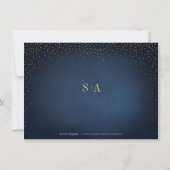 Navy & Gold Glitter Eenvoudige bruiloft receptie Kaart (Achterkant)