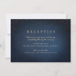 Navy & Gold Glitter Eenvoudige bruiloft receptie Kaart