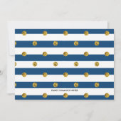 Navy, Gold Glitter First Birthday Photo Invitation Kaart (Achterkant)