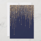 Navy Gold Glitter Fringe Gordijn Vrijgezellenfeest Kaart (Achterkant)