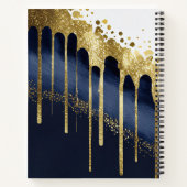 Navy Gold Glitter Girly Monogram Naam Notitieboek (Achterkant)
