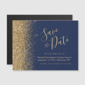 Navy Gold Glitter Magnetische Huwelijk Save The Da (Voorkant / Achterkant)