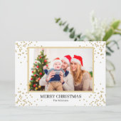 Navy Gold Glitter Merry-kerstfoto Feestdagenkaart (Staand voorkant)