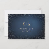 Navy & Gold Glitter Sophisticated Monogram Bedankkaart (Voorkant)