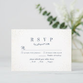 Navy & Gold Glitter Sophisticated Monogram bruilof RSVP Kaartje (Staand voorkant)