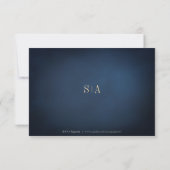 Navy & Gold Glitter Sophisticated Monogram bruilof RSVP Kaartje (Achterkant)