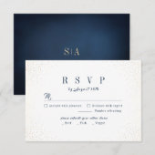 Navy & Gold Glitter Sophisticated Monogram bruilof RSVP Kaartje (Voorkant / Achterkant)