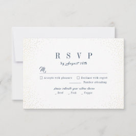 Navy & Gold Glitter Sophisticated Monogram bruilof RSVP Kaartje