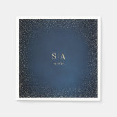 Navy & Gold Glitter Sophisticated monogram Servet (Voorkant)