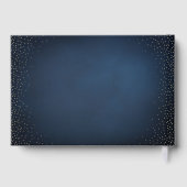 Navy & Gold Glitter Sophisticated Monogram Wedding Gastenboek (Achterkant)